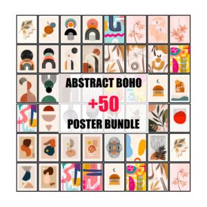 50+ Boho Abstract Poster Bundle.