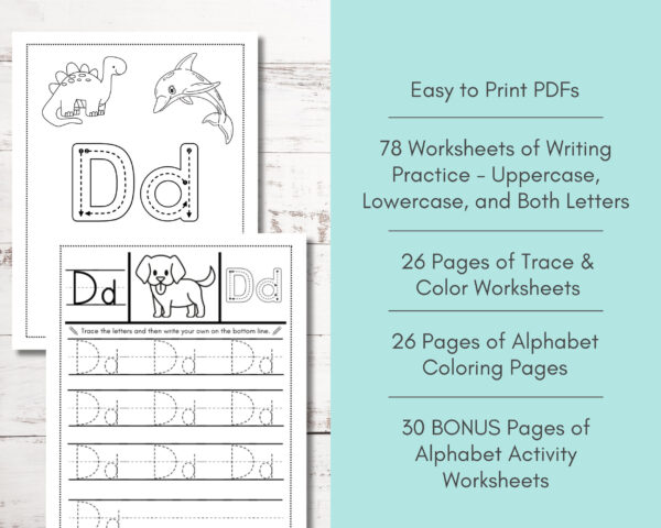 Fun Alphabet Tracing & Coloring Worksheets for Kids